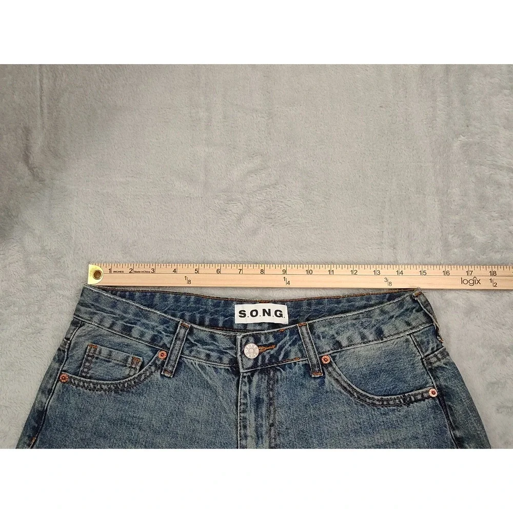 SONG Shorts Womens Size 11 Blue Distressed Denim Cutoffs Medium Rise Waist 30